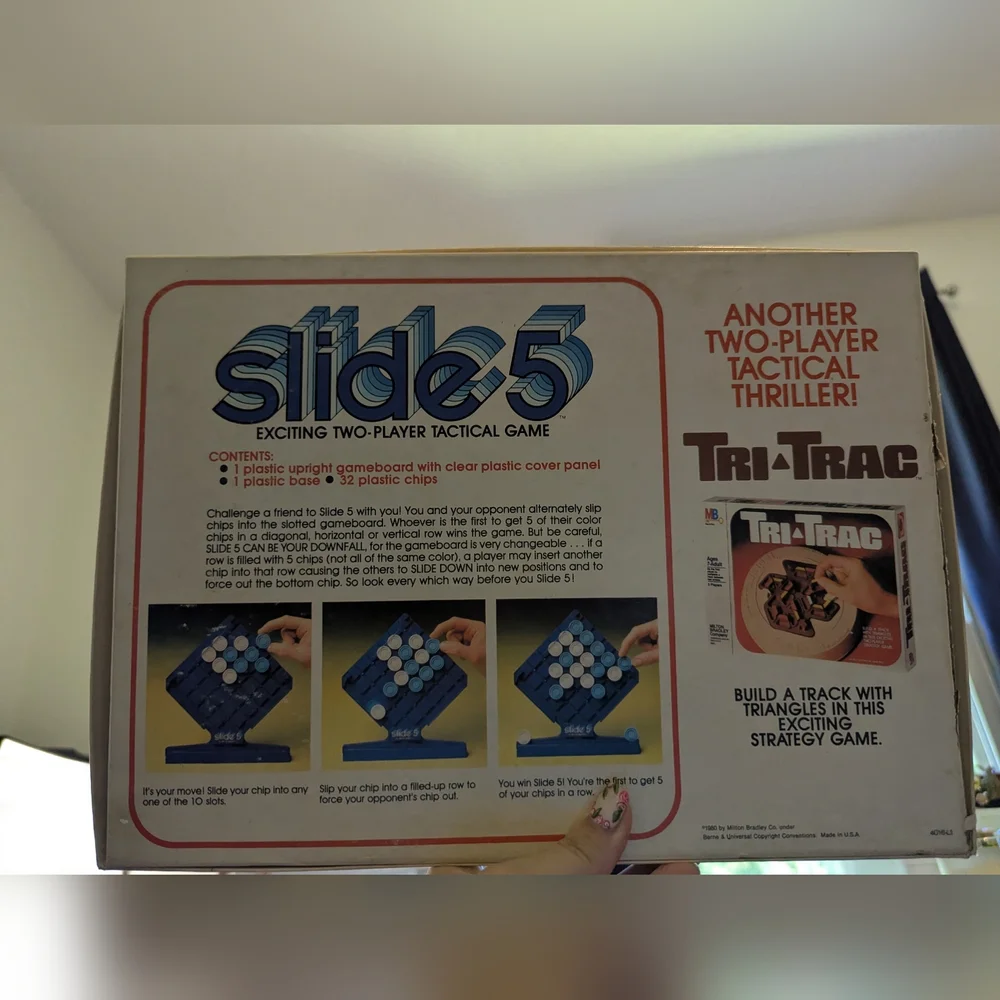 Vtg SLIDE 5 Game 1980‎ Milton Bradley Complete Strategy Tactical 2 Player Age 7+
